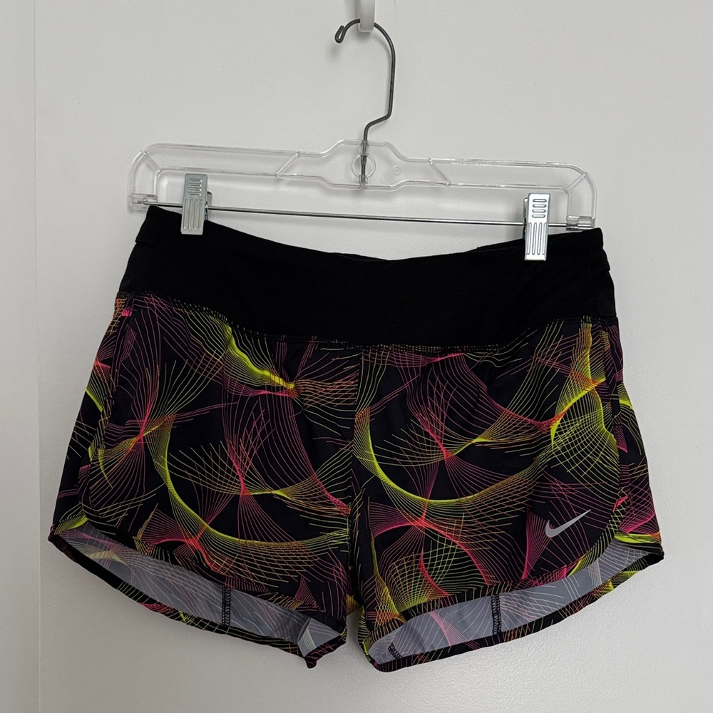 Nike Women's Black, Pink, and Yellow Athletic Shorts
